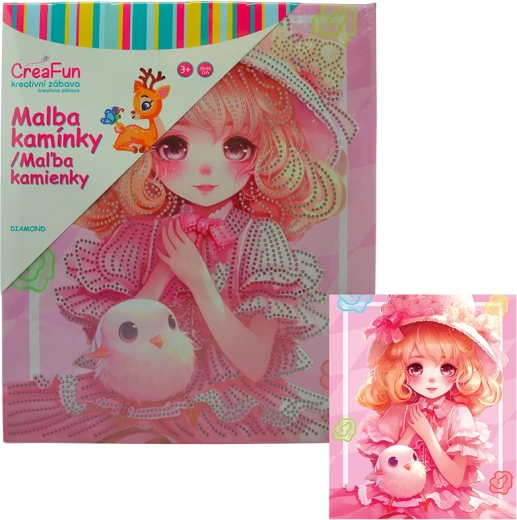Pintura de diamantes – muñeca rosa 25 × 30 cm