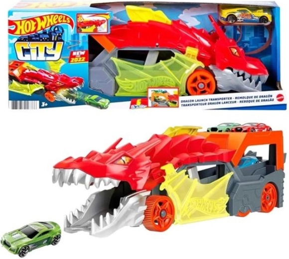Hot Wheels City transportador con lanzador en forma de dragón