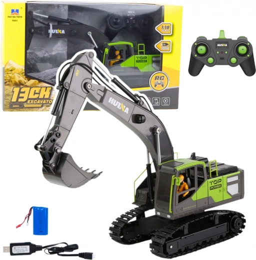 Excavadora RC de orugas HUINA 1:18 verde