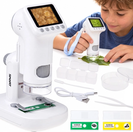 Microscopio digital infantil con pantalla LCD y aumento de hasta 1600×
