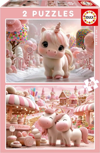 Educa puzzle Dulces unicornios 2×48 piezas