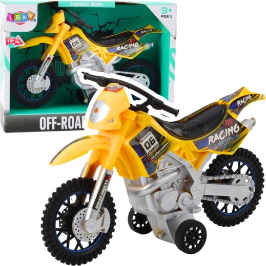 Juguete de motocross off-road amarillo con luces y sonidos