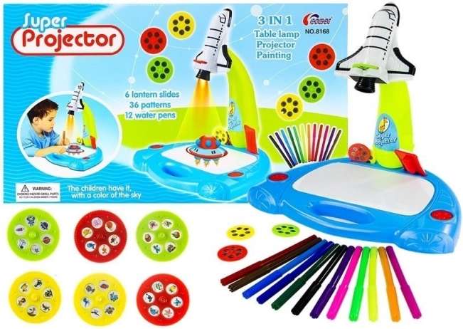 Proyector infantil cohete para dibujar con 36 imágenes