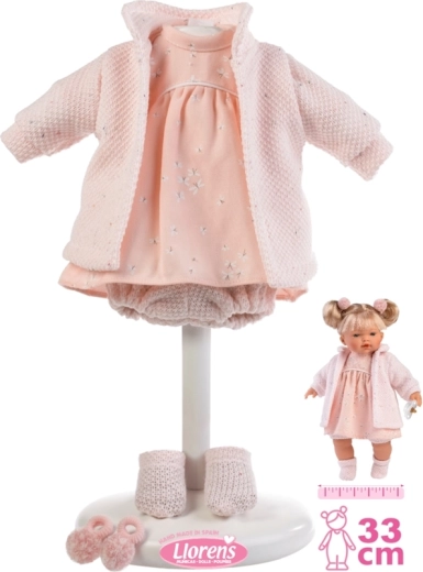 Ropa para muñeca Llorens 33 cm – conjunto rosa con accesorios