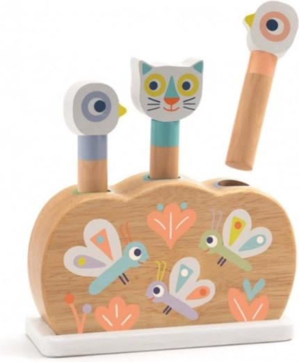 Juguete de madera con animalitos saltarines arcoíris Djeco