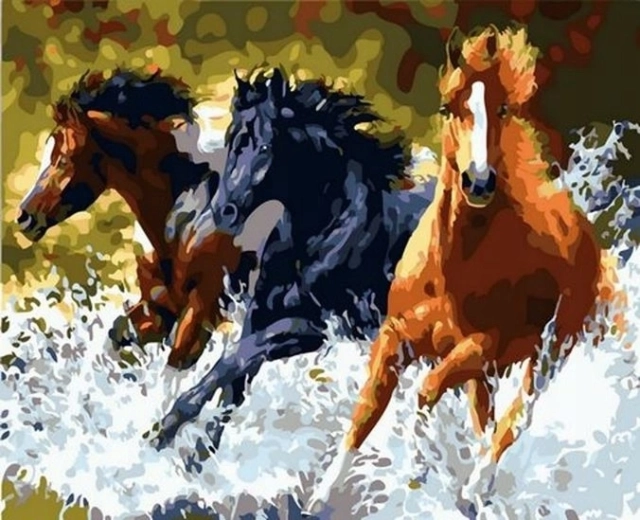 Norimpex pintura por números Tres caballos al galope 40 × 50 cm
