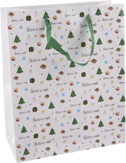 Bolsa de papel para regalo “Feliz y alegre” 26 × 12 × 32 cm