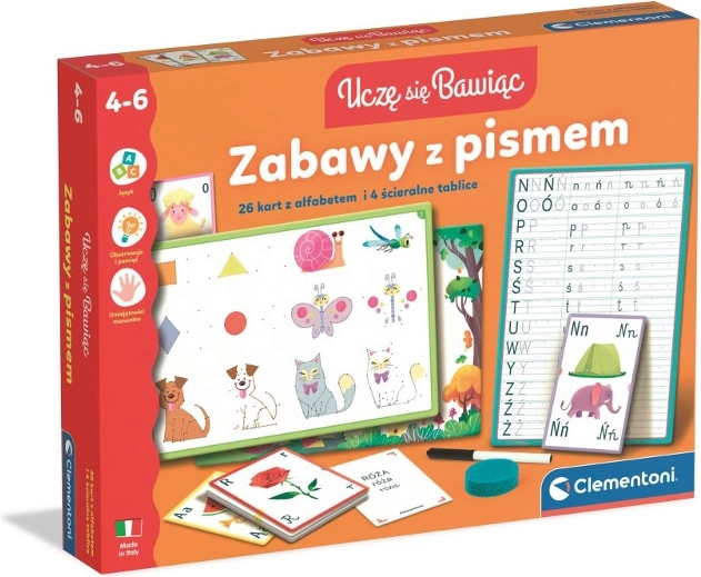 Diversión con la escritura – juego educativo con pizarras borrables y tarjetas