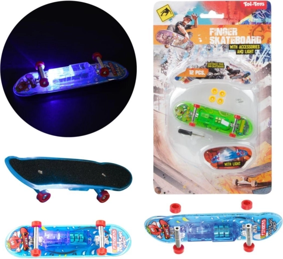 Skateboard de dedos con luz 9,5 cm – mini fingerboard de plástico