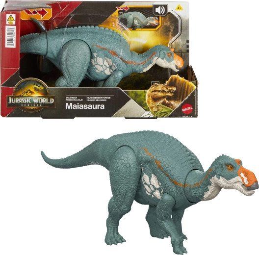 Figura de dinosaurio Maiasaura JURASSIC WORLD Rebirth Wild Roar con sonido 31,5 cm