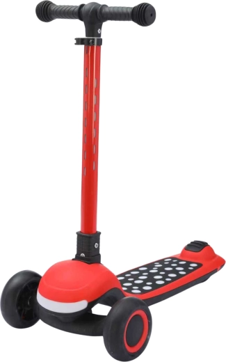 Patinete plegable infantil 3 en 1 con luces y música, rojo