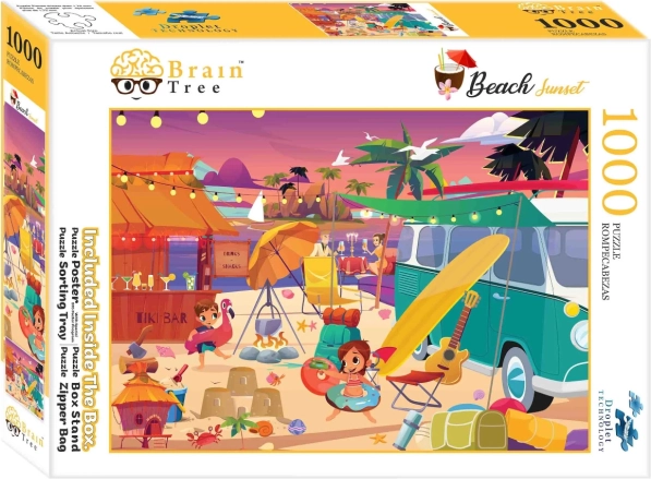 Puzzle BRAIN TREE Puesta de sol en la playa 1000 piezas