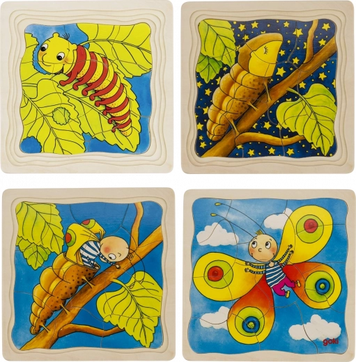 Puzle de madera multicapa del desarrollo de la mariposa GOKI