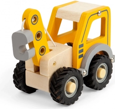 Grúa amarilla de madera para niños