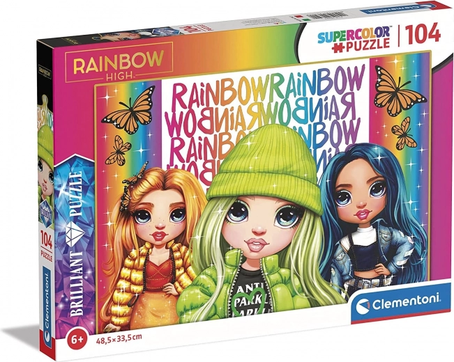 Puzzle Brillante Rainbow High: Poppy, Jade y Skyler 104 piezas