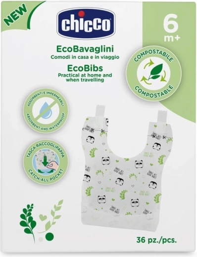 Baberos desechables compostables Chicco 36 uds