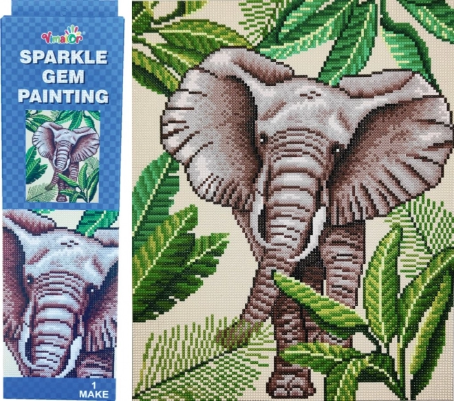 Pintura de diamantes Elefante 34 × 43 cm