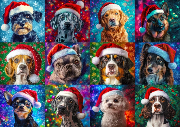 Puzzle Enjoy Perros navideños 1000 piezas