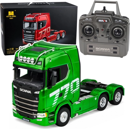 Camión tractor RC Scania 770S verde 1:18 con LED y control 2,4 GHz