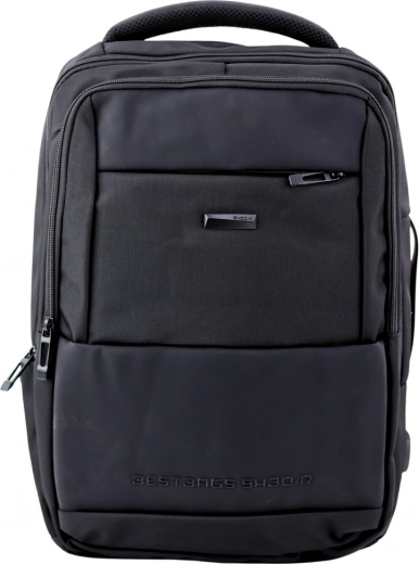 Mochila urbana con USB y correa de pecho negra 26L