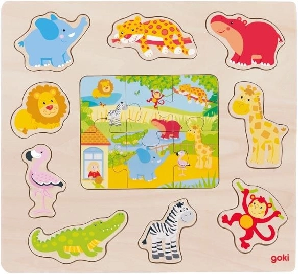 Encajable de madera y puzle Animales del Zoo