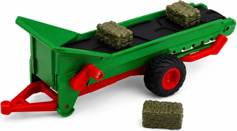 Remolque con transportador y balas para escenarios de granja