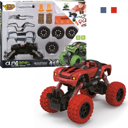 Kit de construcción de coche todoterreno 4WD 1:32 con mecanismo pull-back, 15 piezas