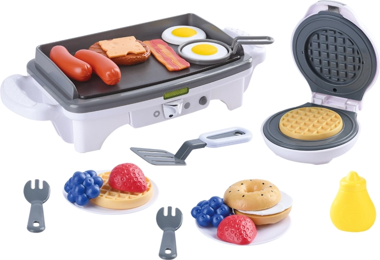 Set de cocina Playgo: gofrera y parrilla con efectos - 1 pieza