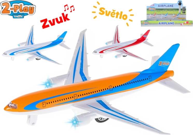 Avión de pasajeros metálico 2-Play de 18,5 cm con luz y sonido