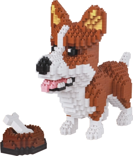 Set de construcción de Welsh Corgi con cuenco y hueso, 1200 piezas