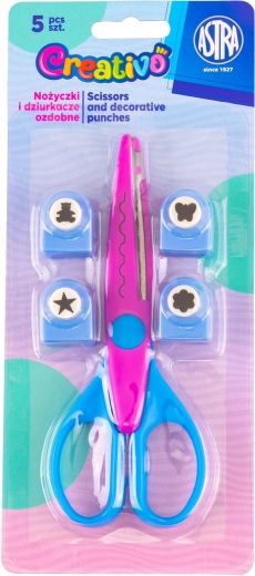 Astra Creativo tijeras decorativas y perforadoras, set de 5 uds., azul‑rosa