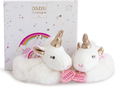 Set de regalo Doudou con botitas y sonajeros de unicornio