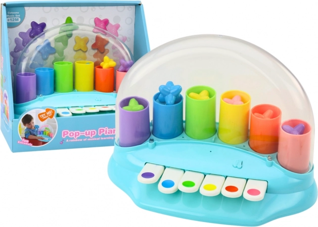 Pianino infantil interactivo con estrellitas saltarinas – azul