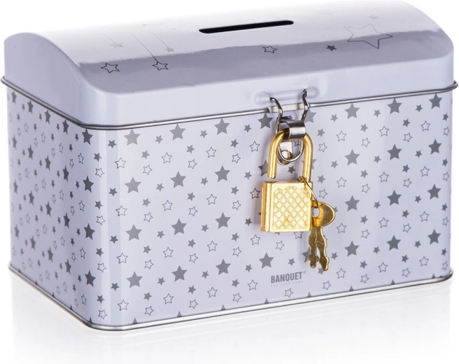 Hucha cofre 4Kids blanca de hojalata 12,8 × 8,4 × 8,4 cm