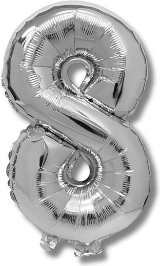 Globo de foil número 8 plateado 40 cm