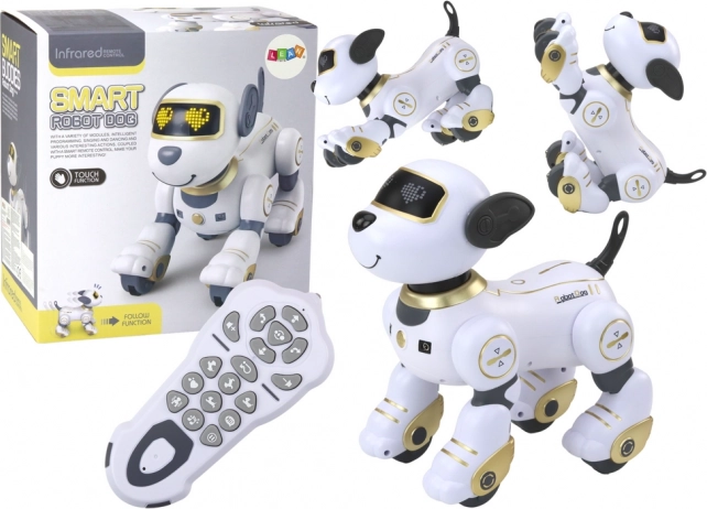 Perrito robótico interactivo por control remoto: canta, baila y reacciona al tacto, dorado