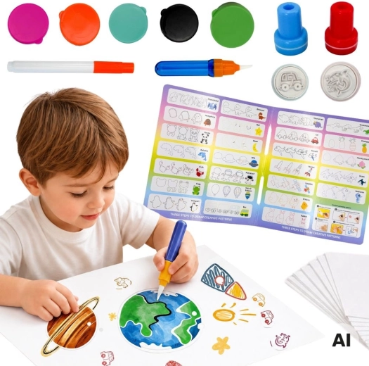 Woopie pincel mágico – set creativo para dibujar con sellos para niños 3+ - 1 pieza