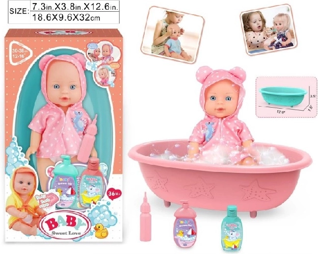 Muñeca bebé Baby Sweet Love con bañera