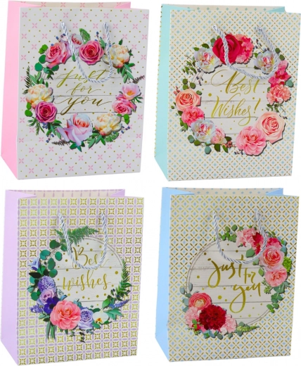 Bolsa de regalo con motivos florales Best Wishes 23 x 18 x 10,5 cm