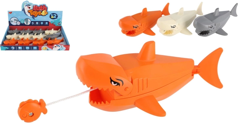 Tiburón de plástico para el agua de cuerda 13 × 8 cm, 3 colores