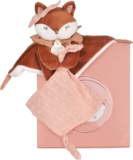 Doudou set de regalo: zorrita de peluche Mina con sujetachupete 20 cm
