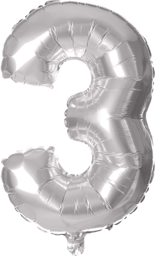 Globo de foil número 3 30 cm plateado TORO