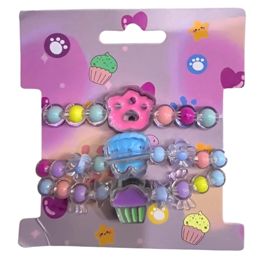 Juego Pink de pulseras de cuentas con colgantes (3 uds.)