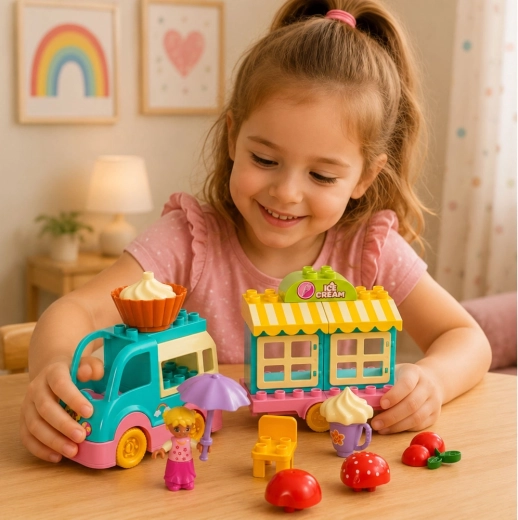 Puesto, figura y accesorios dulces para juego de roles