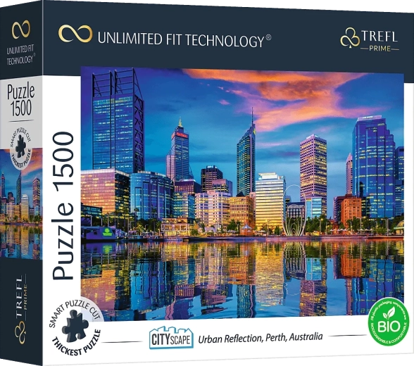 Puzzle TREFL UFT Cityscape – reflejo de la ciudad de Perth, Australia, 1500 piezas