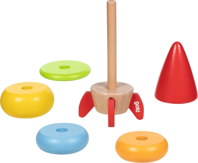Piezas coloridas para montar el cohete de forma divertida