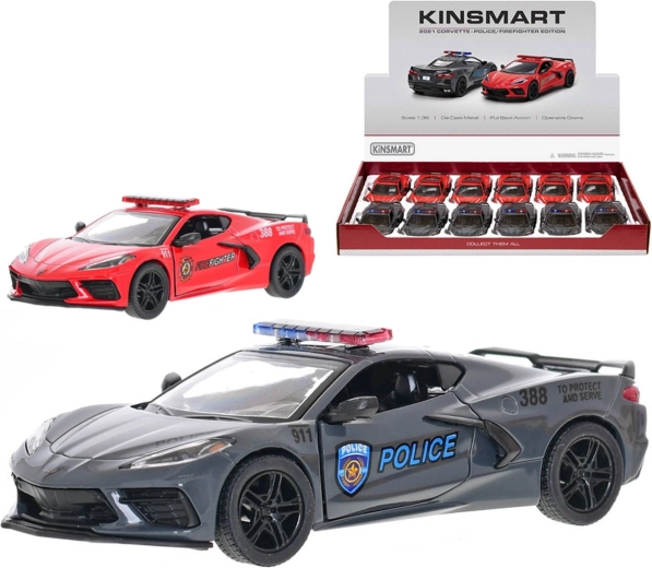 Modelo metálico de coche Kinsmart Corvette 2021 de servicios de emergencia 1:36 - 1 unidad