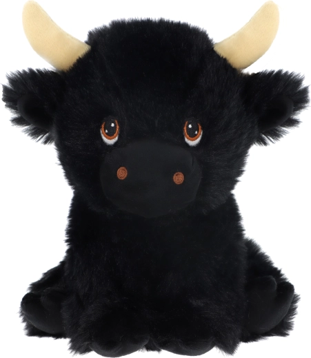 Vaca de peluche negra y peluda de 18 cm
