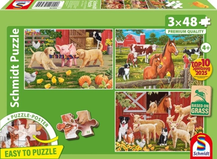Puzle de animales en la granja 3×48 piezas