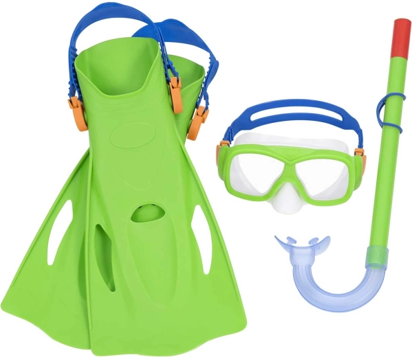 Set de snorkel BESTWAY: máscara, tubo y aletas (talla 37–41)